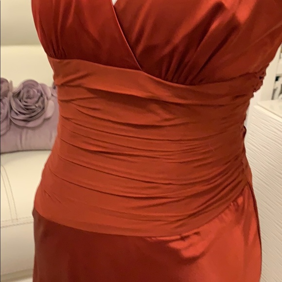 Silk dress rich red (rust) - Picture 3 of 7